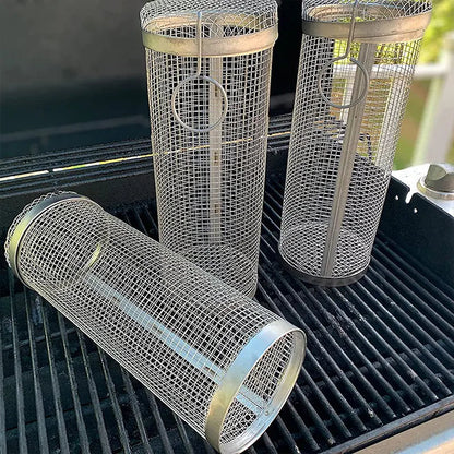 Portable Stainless Steel Grill Basket with Wheels - Buy One, Get One Free!