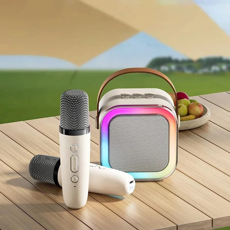Portable Karaoke System with Dual Wireless Microphones