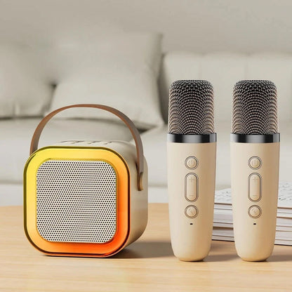 Portable Karaoke System with Dual Wireless Microphones