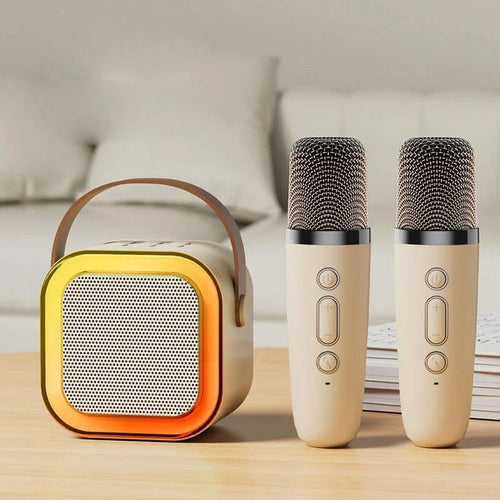 Portable Karaoke System with Dual Wireless Microphones