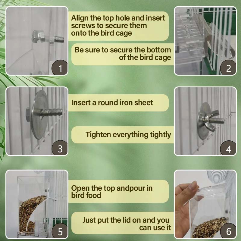 Transparent Bird Feeder with Automatic Overflow Protection