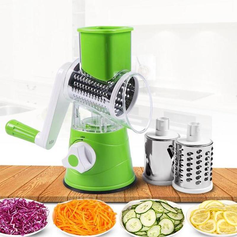 Rotary Grater and Vegetable Slicer - 3-in-1 Kitchen Tool