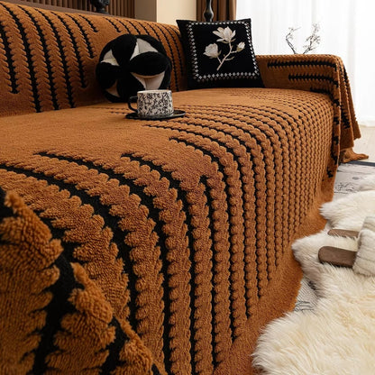 Soft Sofa Cover for Cozy Protection with Stylish Striped Pattern