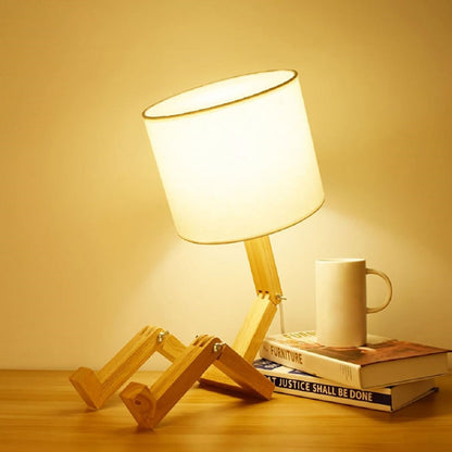 Wooden Table Lamp in Robot Design