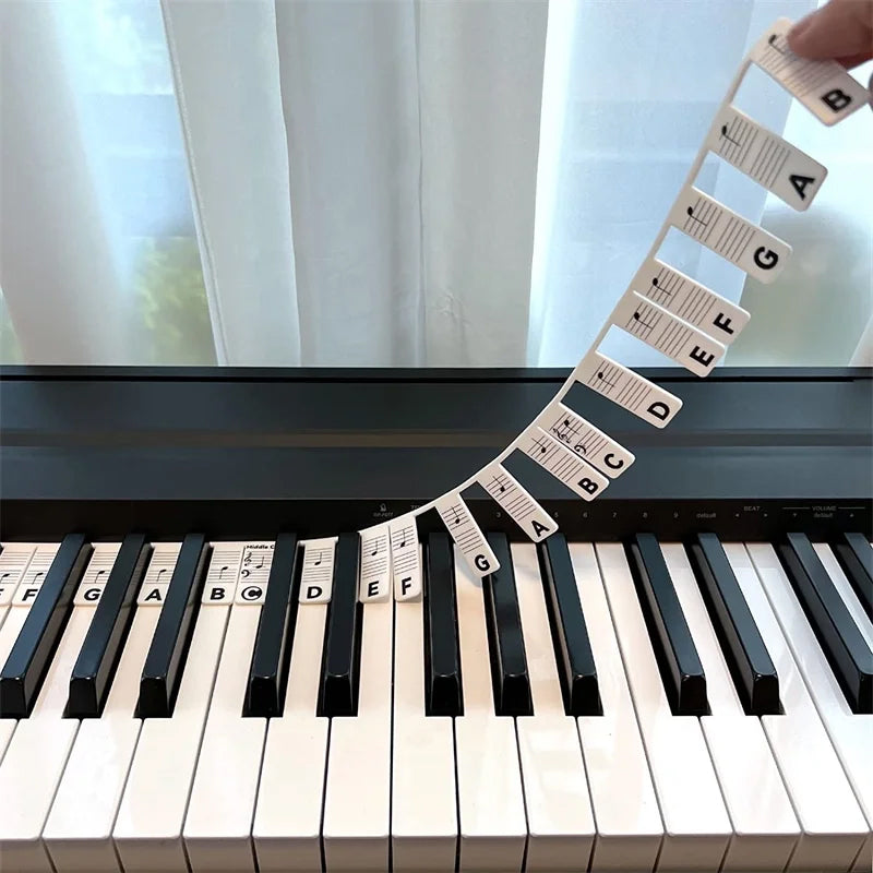 Removable Music Note Labels for Piano Keyboards