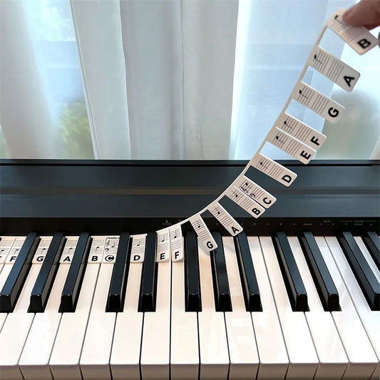 Removable Music Note Labels for Piano Keyboards