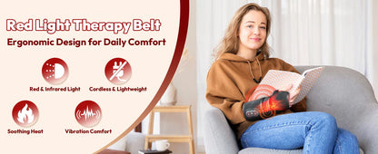 Wireless Red and Infrared Light Therapy Wrap with Heat and Vibration – 3 Settings, USB-C