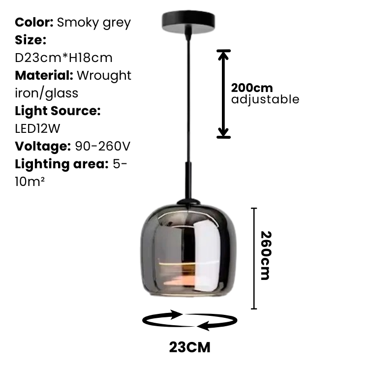 Nordic Black Glass Hanging Light Fixture - Modern Pendant Lamp for Dining and Kitchen