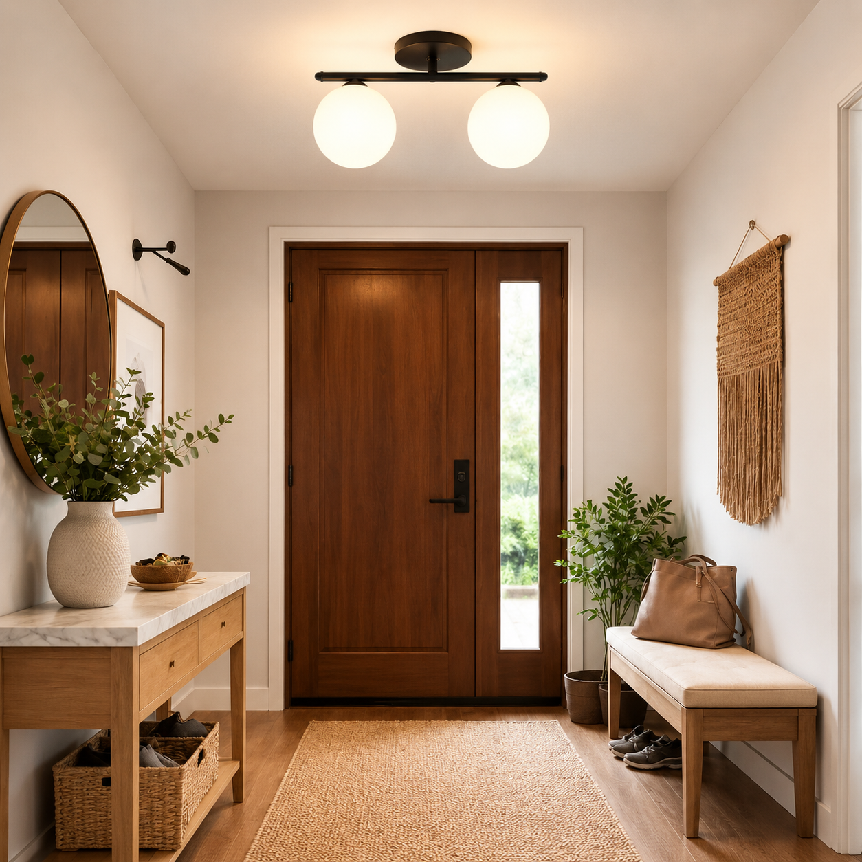 Globe Shade LED Ceiling Light in Opaline Finish
