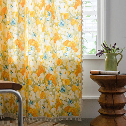 Golden Petals Elegant Semi-Blackout Curtain