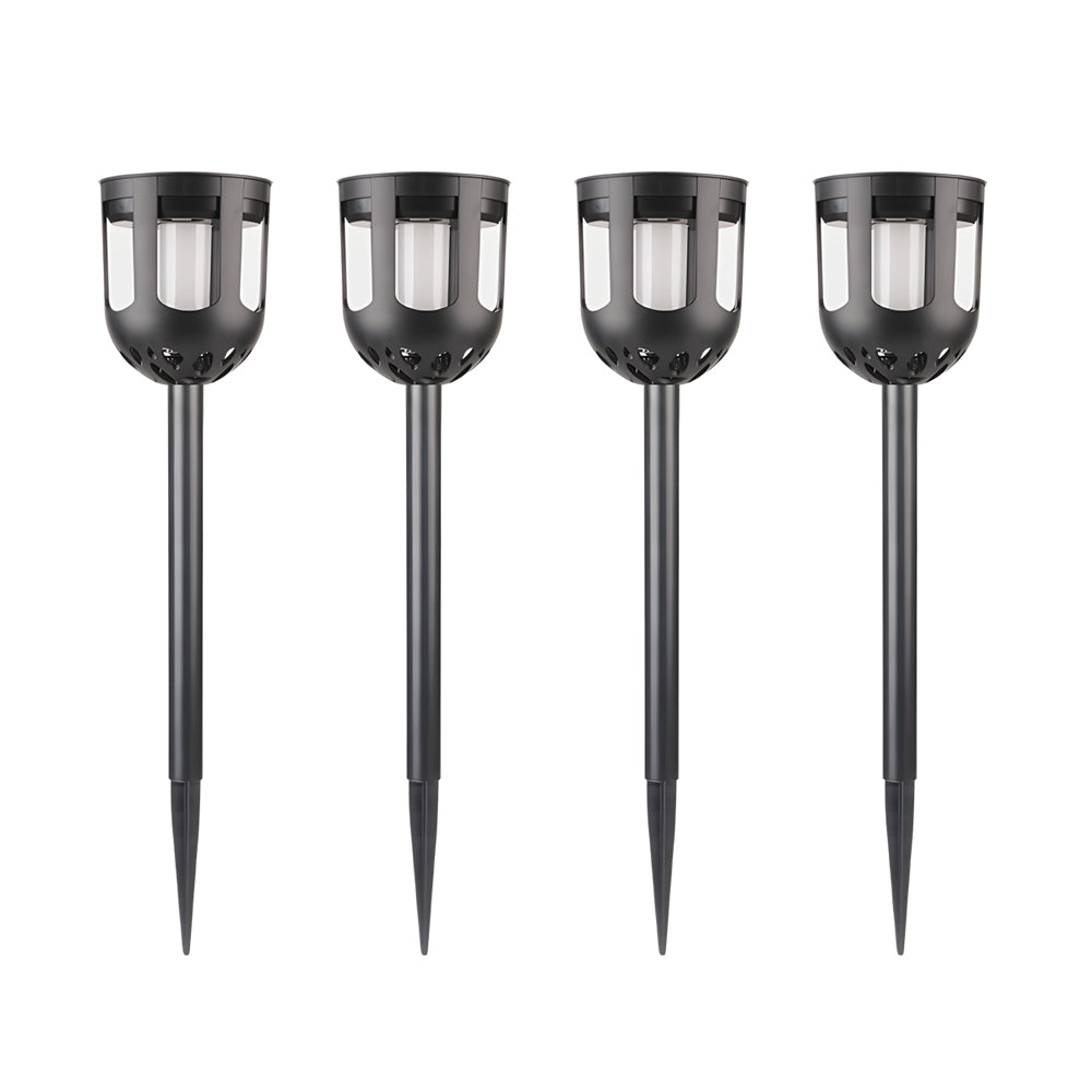 Set of 4 Modern Black Solar LED Lights for Outdoor Pathways