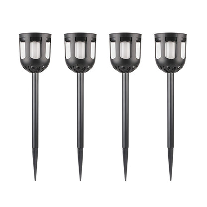 Set of 4 Modern Black Solar LED Lights for Outdoor Pathways