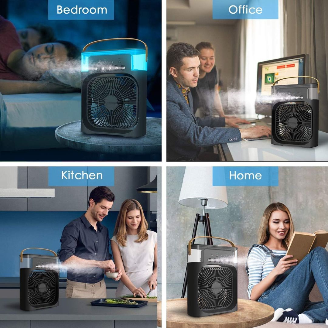 Portable 3-in-1 Air Cooler and Humidifier with Adjustable Fan Speeds