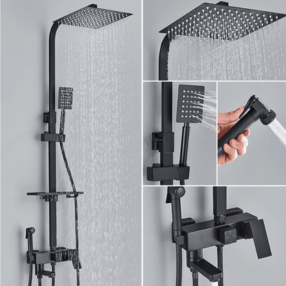 Adjustable Brass Shower System with 4 Functions – RainFlow Luxe Rain Shower Set