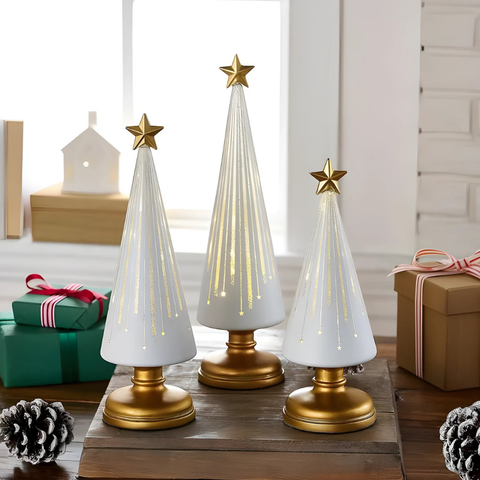 Radiant Glass LED Holiday Trees Set