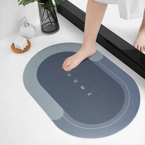 Oval Water Absorbent Bath Mat with Non-Slip Design