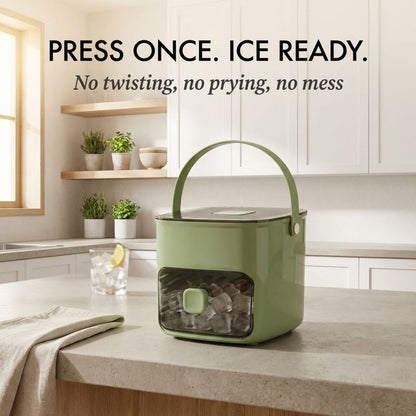 Effortless Ice Cube Maker with One-Touch Release & Storage Box | 48 Cubes (2 Trays) with Lid & Scoop | BPA-Free