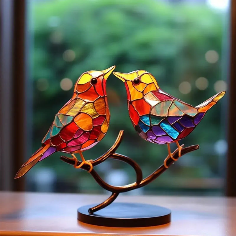 Double-Sided Multicolor Acrylic Ornaments with Birds on Branches