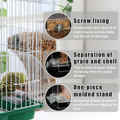 Transparent Bird Feeder with Automatic Overflow Protection