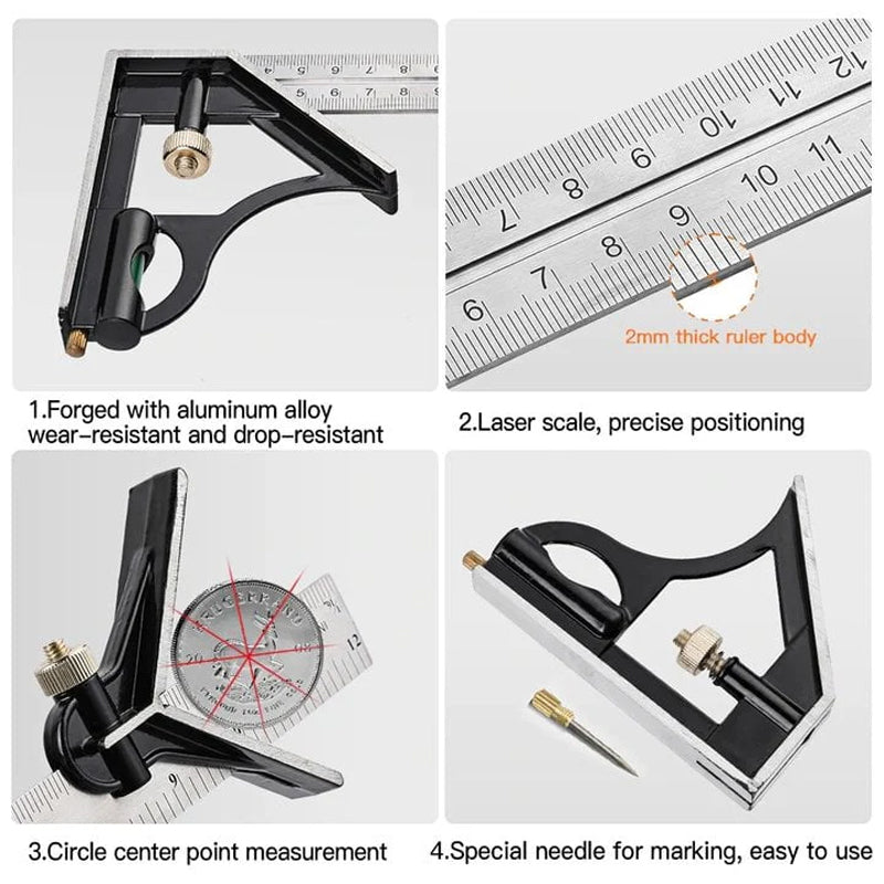Adjustable Angle Ruler Set | Versatile & Accurate | Stainless Steel & Aluminum