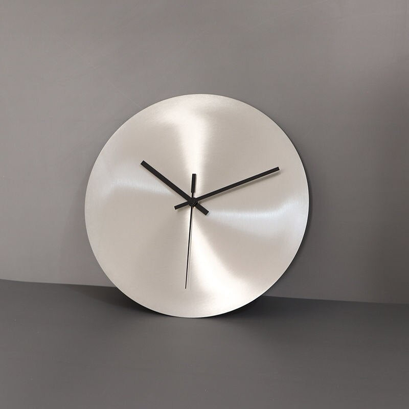 Modern Stainless Steel Wall Clock with Large Numbers and Sleek Design