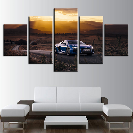 5-Piece Metallic Car Canvas Art Set for Vibrant Spaces