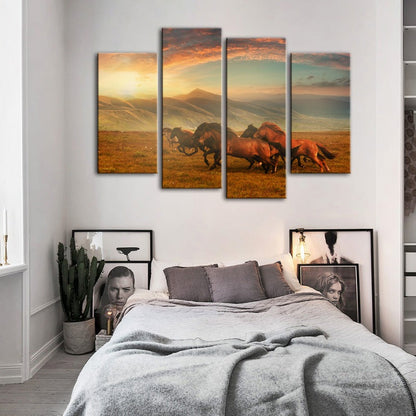 Majestic Horse Quartet - Scenic Canvas Art for Your Home