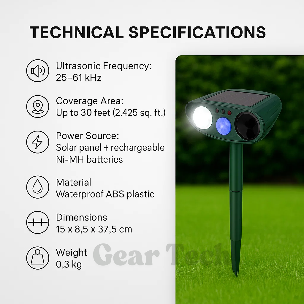 Ultrasonic Rabbit Repellent with Eco-Friendly LED Lighting