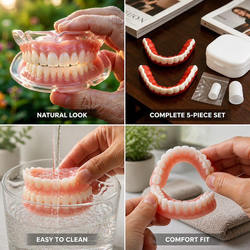 Natural-Look Comfort Denture Set for Effortless Wear