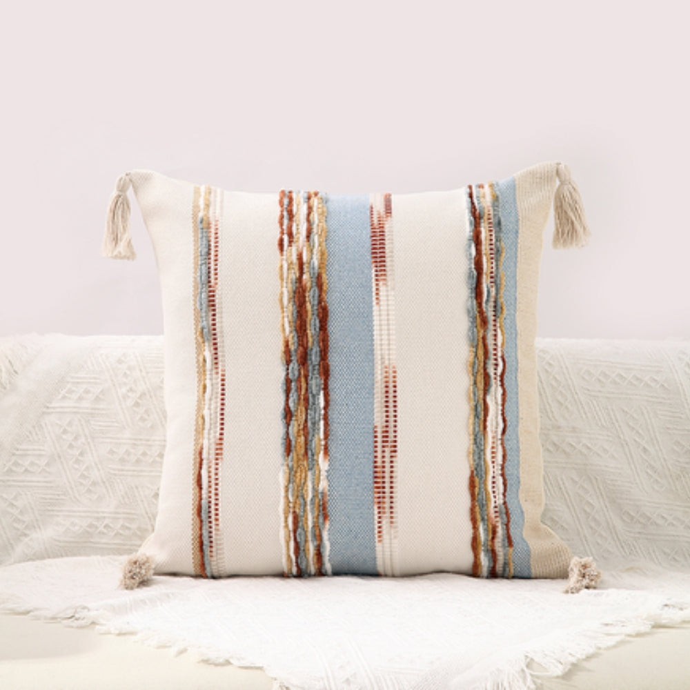Reversible Cozy Stripe Cushion Covers with Tassels