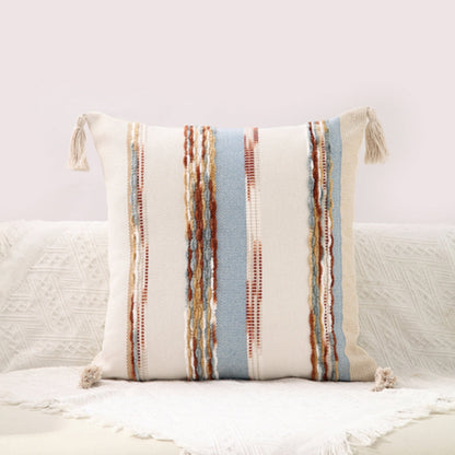 Reversible Cozy Stripe Cushion Covers with Tassels
