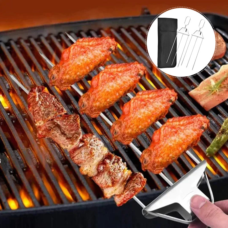 Triple Prong BBQ Skewers for Effortless Grilling
