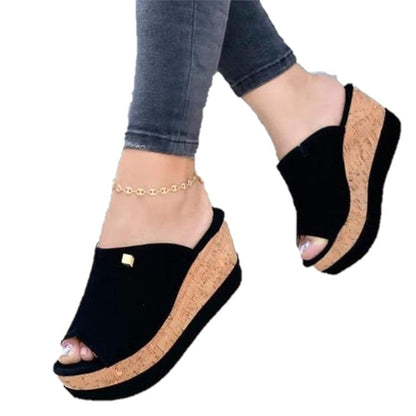 Slide-On Sandals for Women with Wedge Platform Design