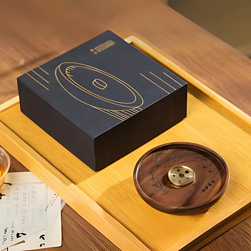 Elegant Wood and Copper Incense Stand for Serenity