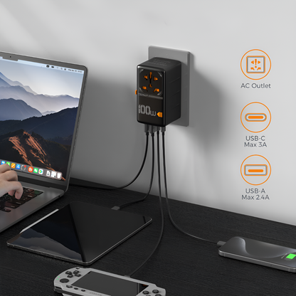 Power Up Anywhere: 100W Travel Adapter