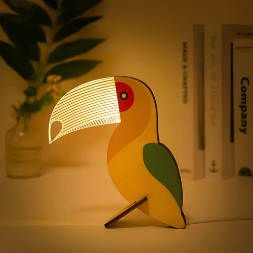 Wooden Table Lamp in Animal Shape