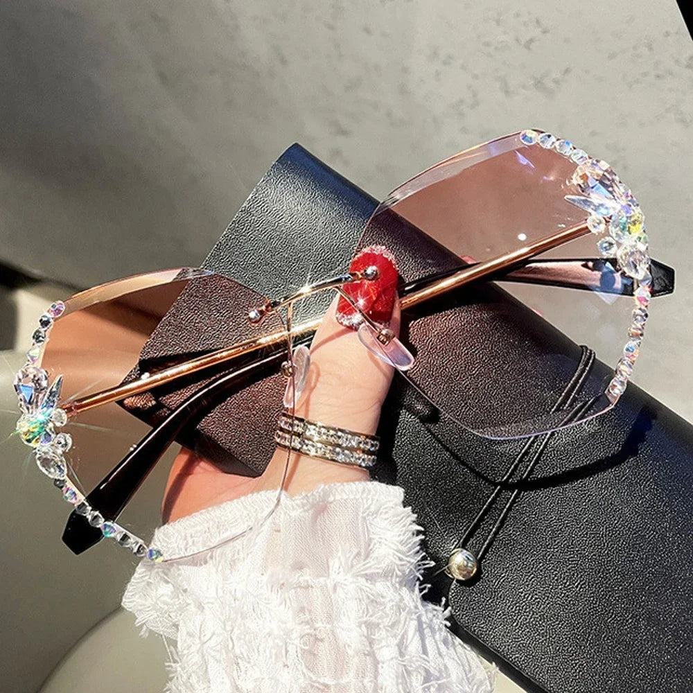 Vintage Rimless Sunglasses in Aya Style