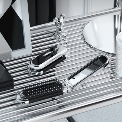 Foldable Compact Travel Mirror and Hair Brush for On-the-Go Styling