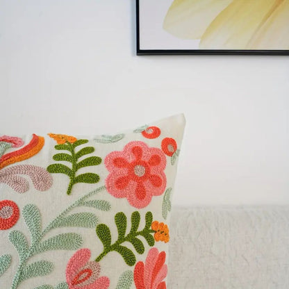 Charming Floral Embroidered Cushion Cover for Elegant Spaces