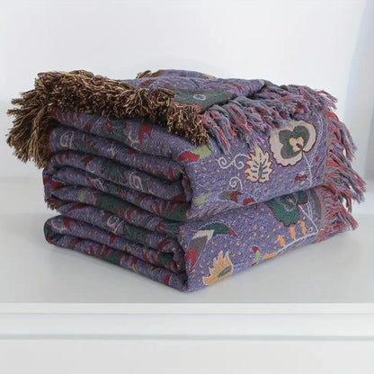 Vibrant Boho Throw Blanket with Stylish Tassels