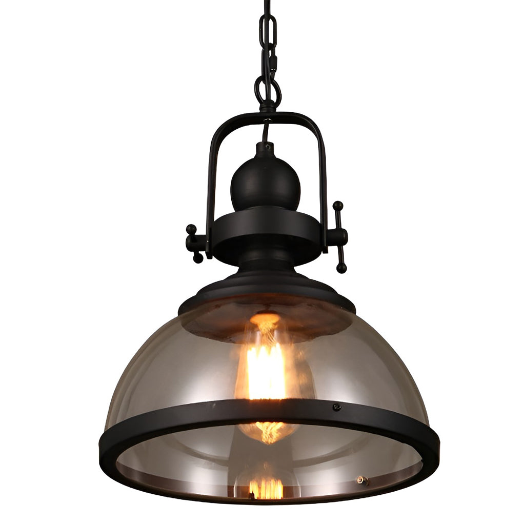 Industrial Retro Pendant Ceiling Light with Antique Glass and Iron Design