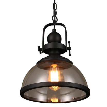 Industrial Retro Pendant Ceiling Light with Antique Glass and Iron Design
