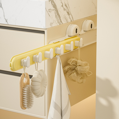 Expandable Wall Hook Rack with 6 Strong Suction Hooks