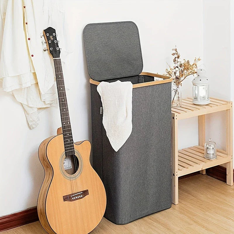 Spacious Laundry Basket with Lid for Organized Living