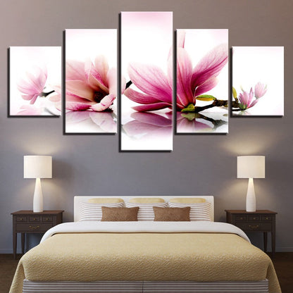 Stunning 5-Piece Floral Canvas Art Set in Soft Pink Tones