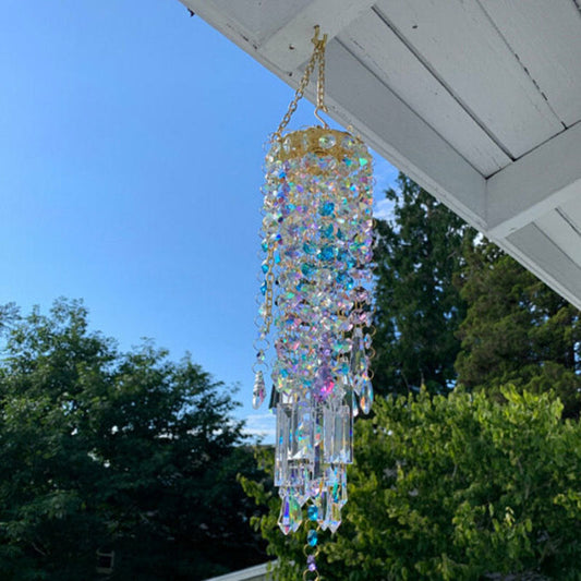 Crystal Glass Wind Chime in Aurora Design