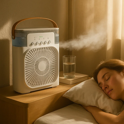 Portable 3-in-1 Air Cooler and Humidifier with Adjustable Fan Speeds