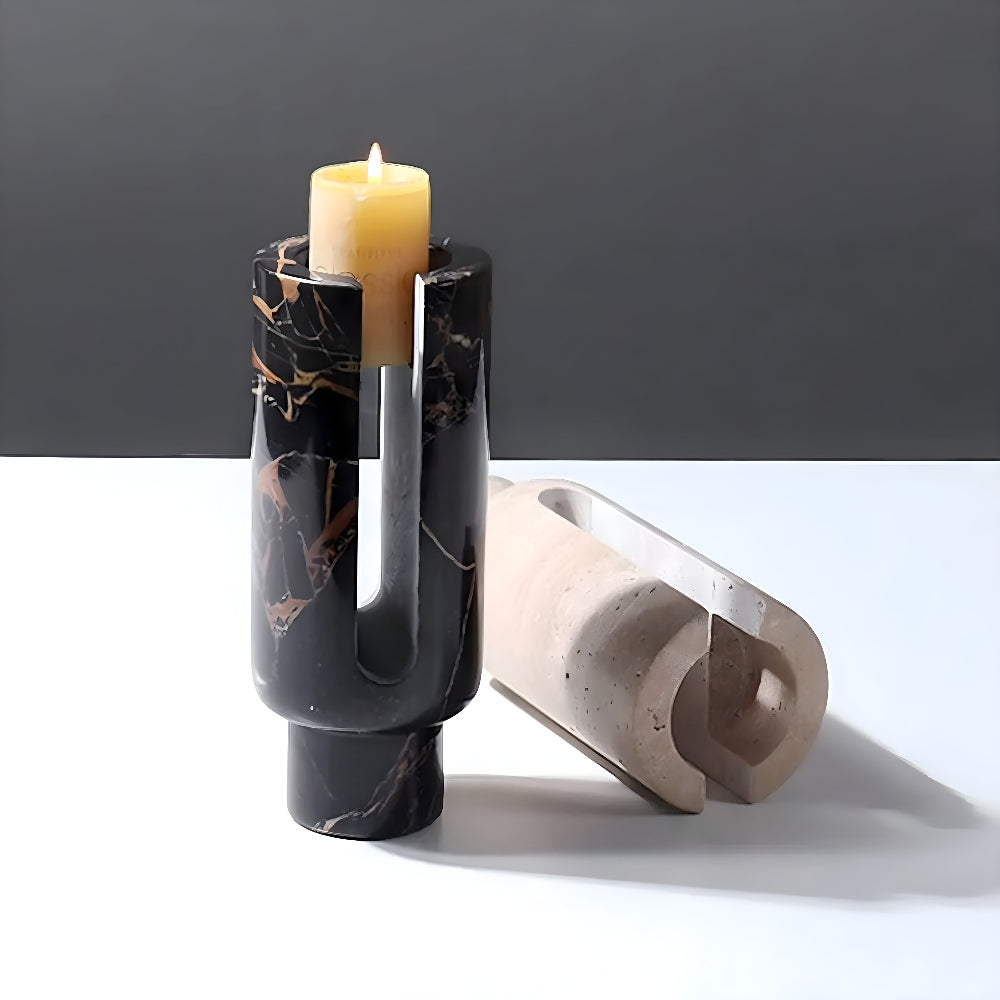 Sleek Marble Candle Stand for Elegant Interiors