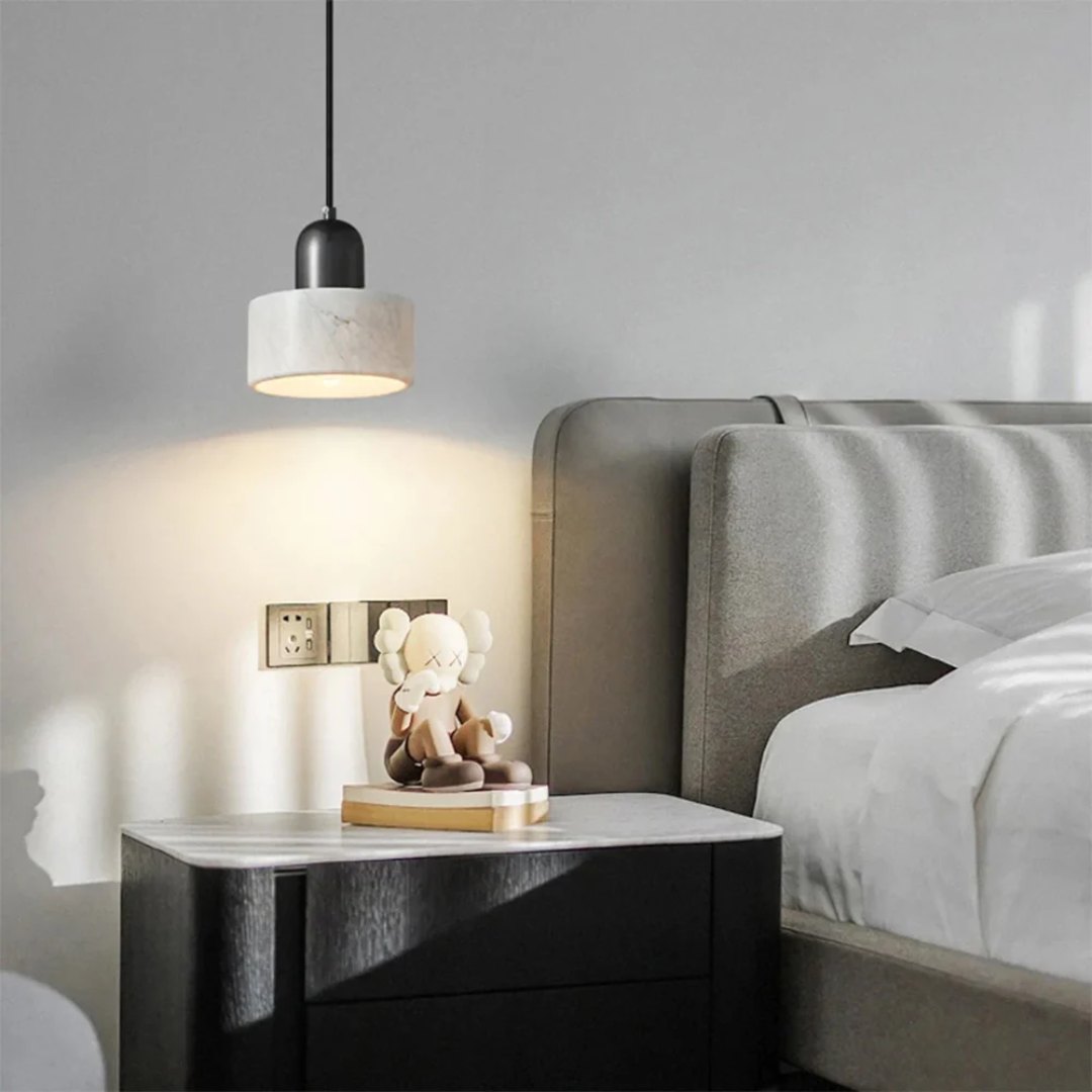 Modern Brass Hanging Lamp for Dining Room with Marble Pendant