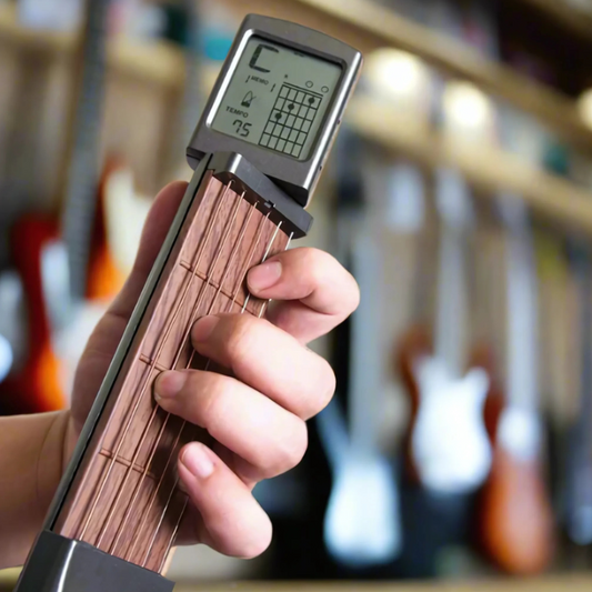 Portable Guitar Training Tool with Steel Strings, Adjustable Tension & 400+ Chords for Beginners